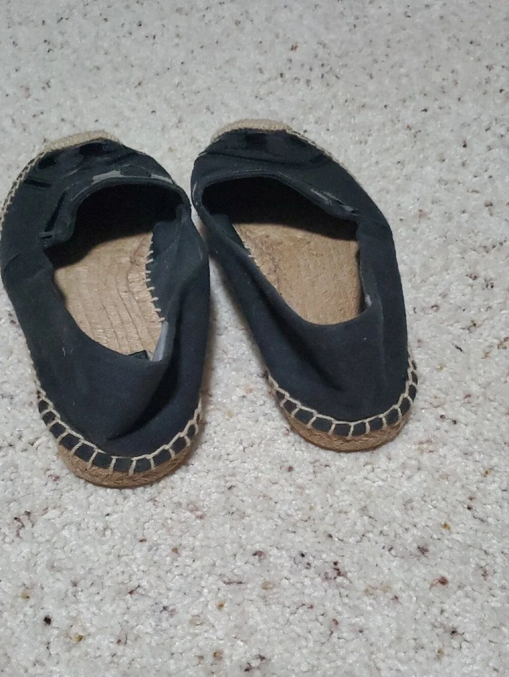 Tory Burch Black Patent Logo Espadrille Flats